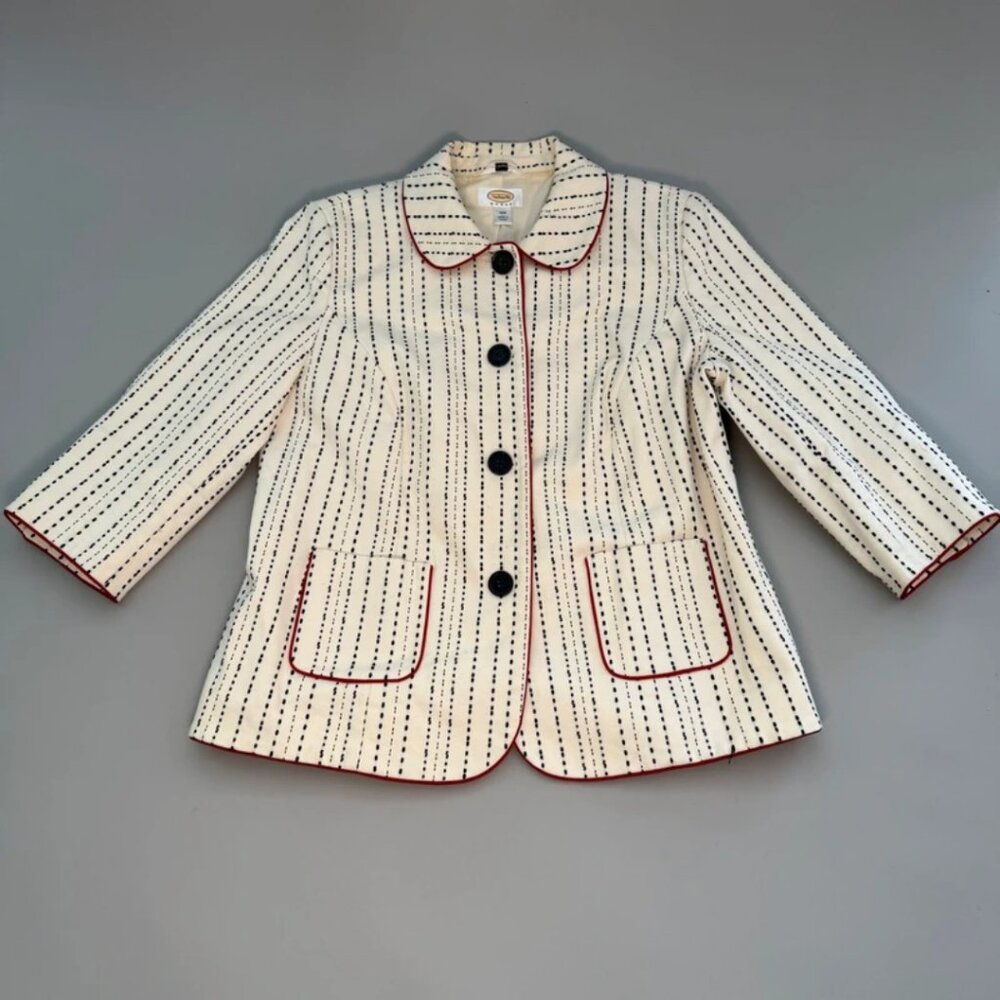 Talbots Blazer (Cream with Navy Dot Dash Stitching and Red Piping)